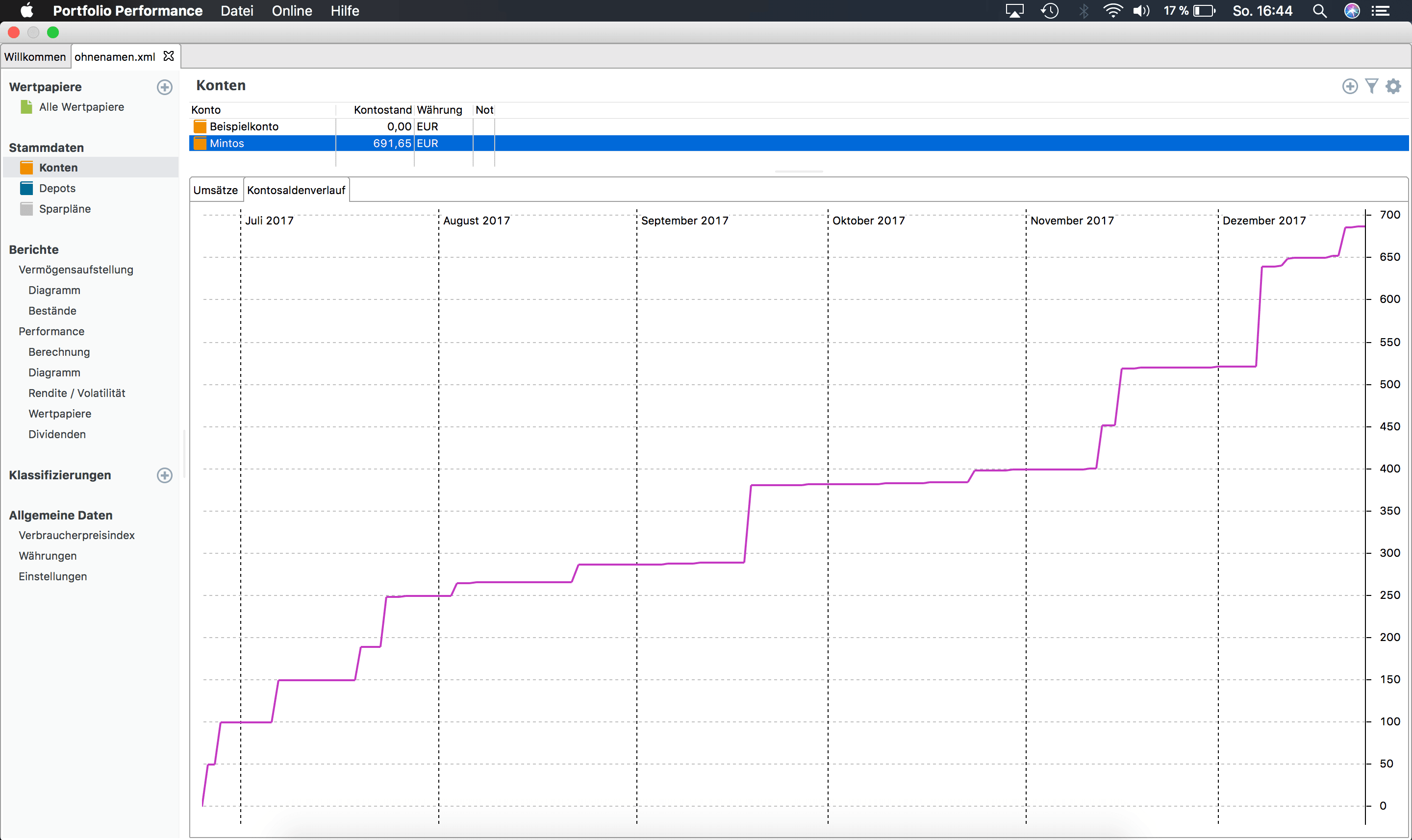 Mintos-Portfolio in PortfolioPerformance